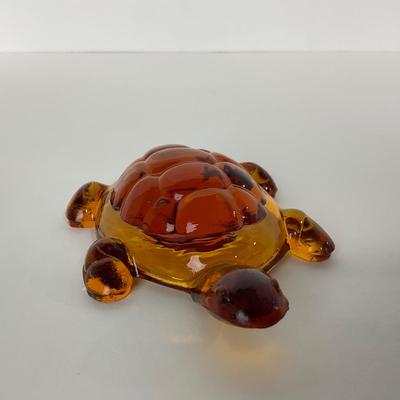 -95- VIKING | Mid Century Amber Turtle Paperweight