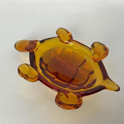 -95- VIKING | Mid Century Amber Turtle Paperweight