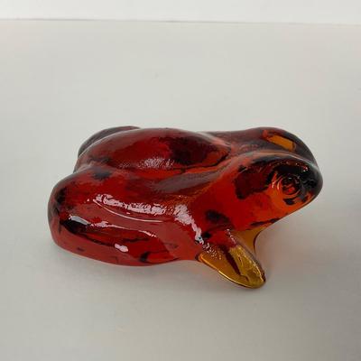 -96- PILGRIM | Amberina Frog Paperweight