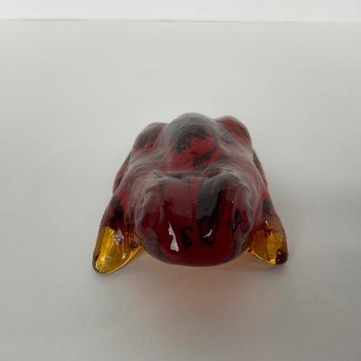 -96- PILGRIM | Amberina Frog Paperweight