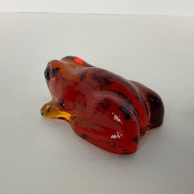 -96- PILGRIM | Amberina Frog Paperweight