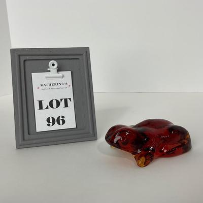 -96- PILGRIM | Amberina Frog Paperweight