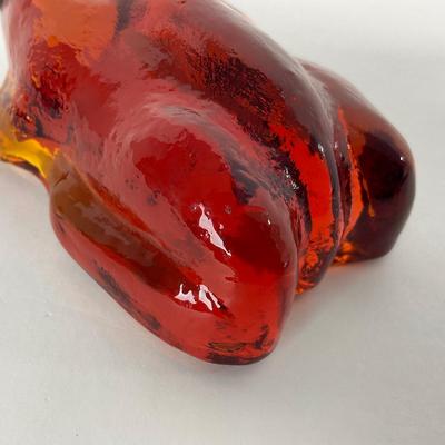 -96- PILGRIM | Amberina Frog Paperweight