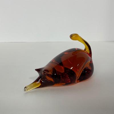 -97- UNMARKED | Amber Mouse Paperweight