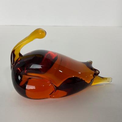 -97- UNMARKED | Amber Mouse Paperweight