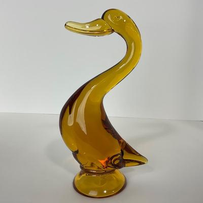 -100- VIKING | Mid Century Epic Amber Duck | Curved Neck