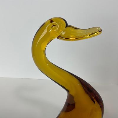 -100- VIKING | Mid Century Epic Amber Duck | Curved Neck