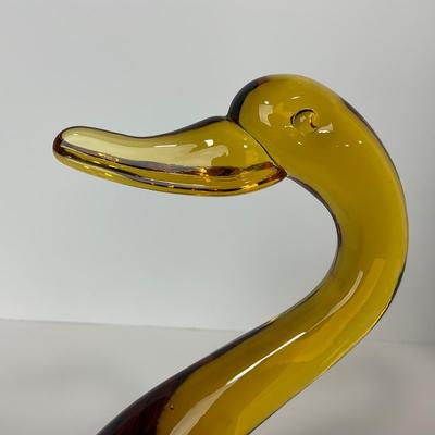 -100- VIKING | Mid Century Epic Amber Duck | Curved Neck