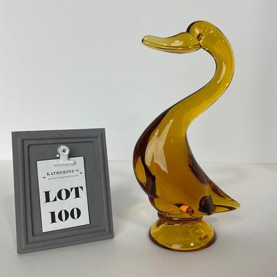 -100- VIKING | Mid Century Epic Amber Duck | Curved Neck
