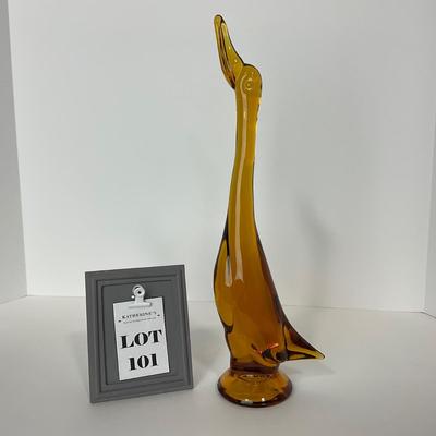 -101- VIKING | Mid Century Epic Amber Duck | Stretched Neck