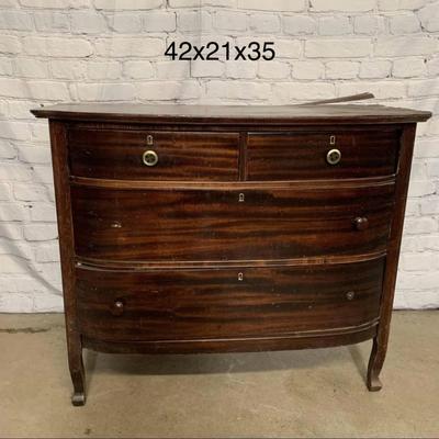 Antique Wooden Dresser - 4 Drawers