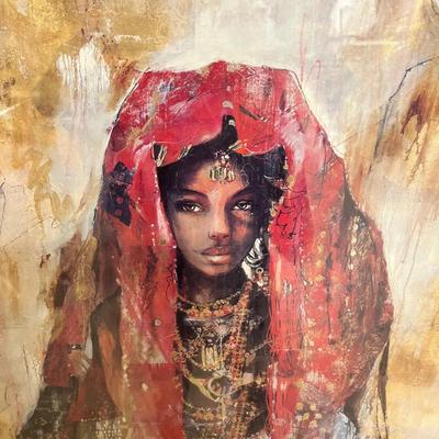 African Red Wrap Women Art