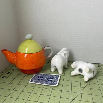 Elephant Salt & Pepper Shakers and Tea Pot