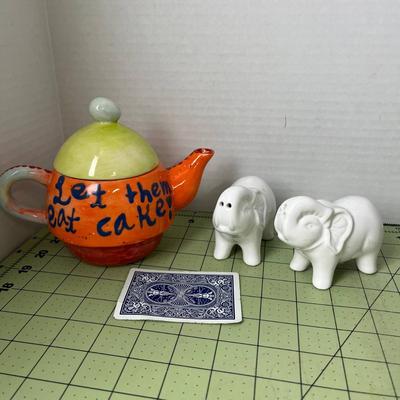 Elephant Salt & Pepper Shakers and Tea Pot