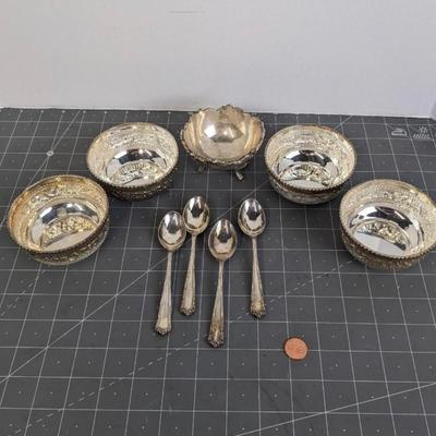 Silver Bowls and Spoons