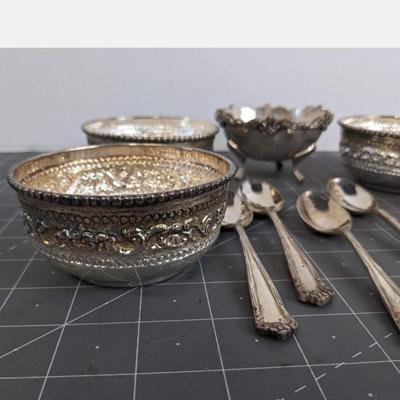 Silver Bowls and Spoons