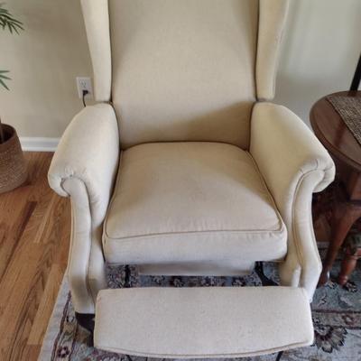 Upholstered Wingback Manual Recliner Off White