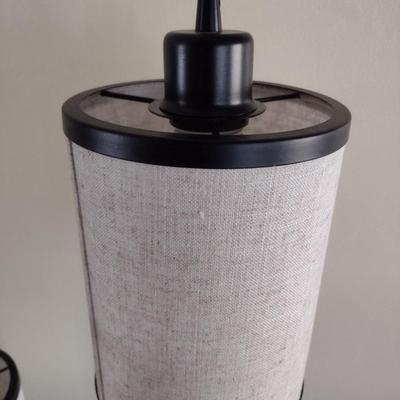 Three Light Lantern Design Floor Lamp with Metal Post and Arms and Fabric Finish Shades Choice A