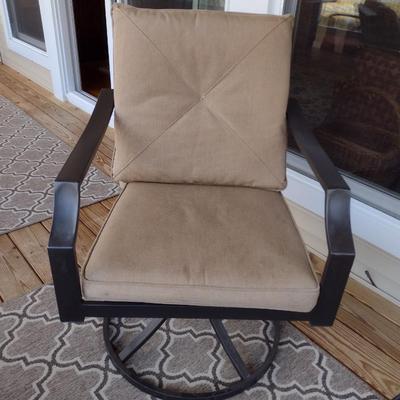Metal Frame Swivel Patio Chair with Cushion Seat and Back Choice A