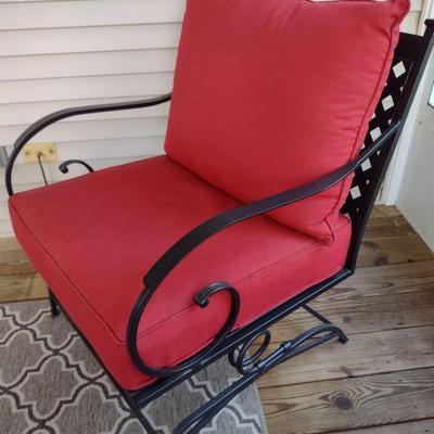 Metal Frame Rocking Patio Chair with Cushions for Seat and Back Choice A