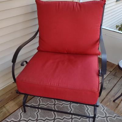 Metal Frame Rocking Patio Chair with Cushions for Seat and Back Choice A