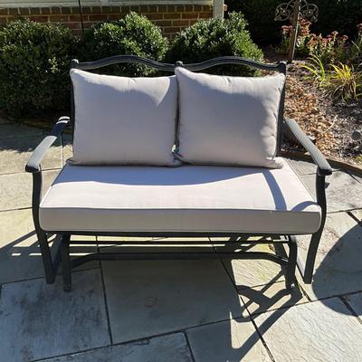 150 Outdoor Metal Glider with Two Sets of Outdoor Cushions & Pillows