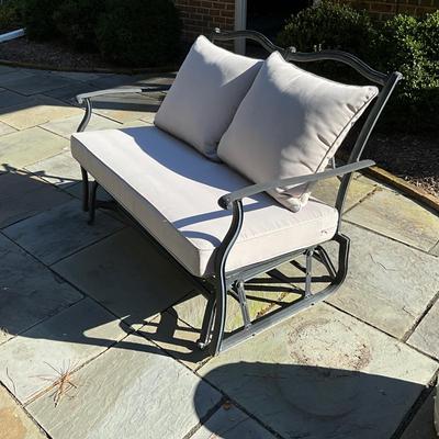 150 Outdoor Metal Glider with Two Sets of Outdoor Cushions & Pillows