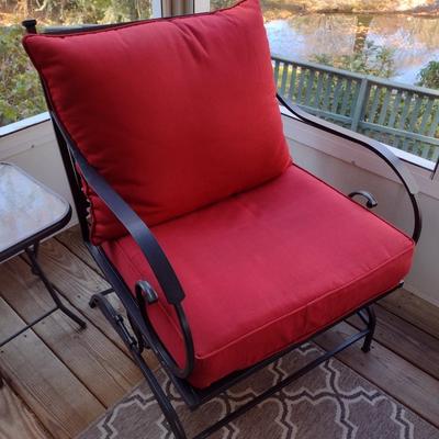 Metal Frame Rocking Patio Chair with Cushions for Seat and Back Choice B