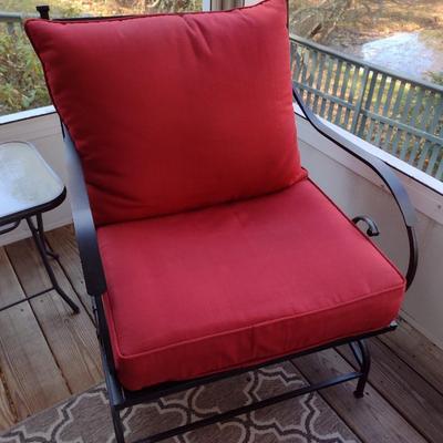 Metal Frame Rocking Patio Chair with Cushions for Seat and Back Choice B