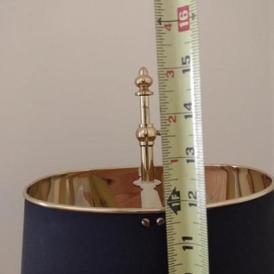 Brass Bouillotte French Style Desk Lamp with Navy Blue Shade