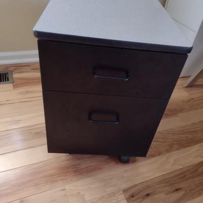 Double Drawer Filing Cabinet Printer Table on Casters