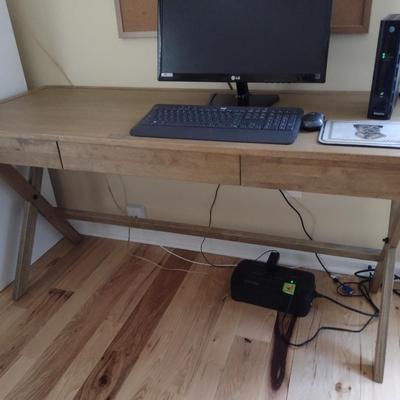 Nice Spacious Wood Finish Desk with Room for Computer and Storage