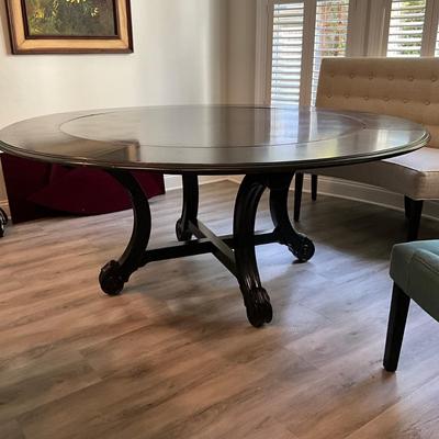 163 Large Black Round 52" to 6' Extension Table with Pads