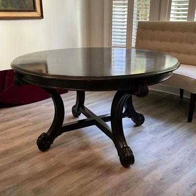 163 Large Black Round 52" to 6' Extension Table with Pads