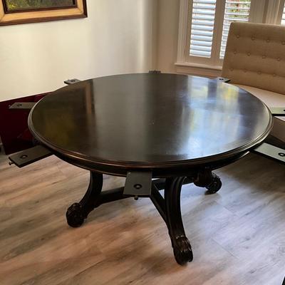 163 Large Black Round 52" to 6' Extension Table with Pads