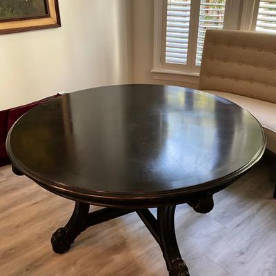 163 Large Black Round 52" to 6' Extension Table with Pads