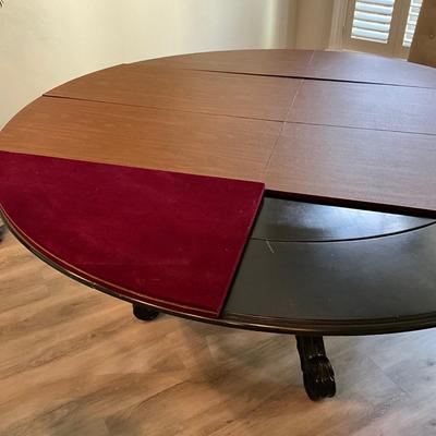 163 Large Black Round 52" to 6' Extension Table with Pads