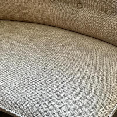 166 Large Linen Tufted Arhaus Upholstered Curved Bench