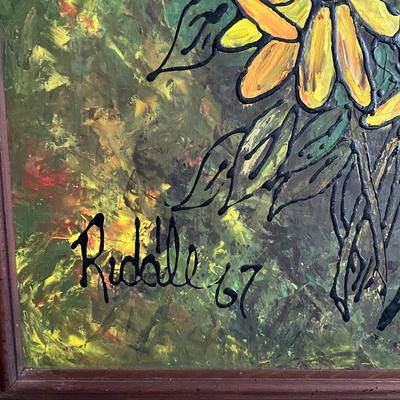 169 Large Original Mid Century Oil Painting of Still Life Signed Riddle 1967