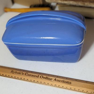 Vintage Hall Westinghouse Blue Loaf Casserole Refrigerator Dish w Lid