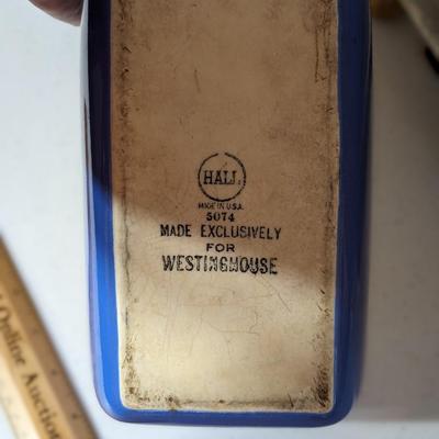 Vintage Hall Westinghouse Blue Loaf Casserole Refrigerator Dish w Lid