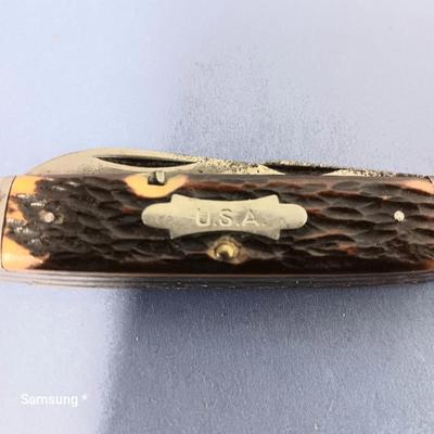 Faux Wood and Silver Pocket Knives (Brown)