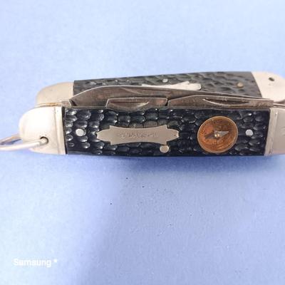 Faux Wood and Silver Pocket Knives (Black)