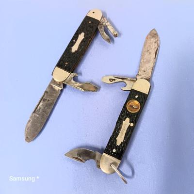 Faux Wood and Silver Pocket Knives (Black)