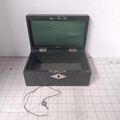 Black Wooden Box with Lock & Key