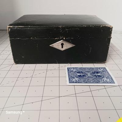 Black Wooden Box with Lock & Key