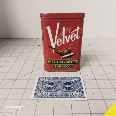 Vintage Velvet Pipe & Cigarette Tin