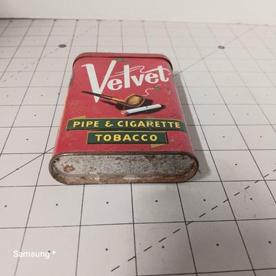 Vintage Velvet Pipe & Cigarette Tin