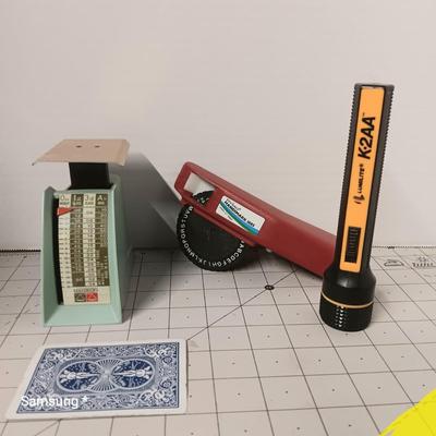 Vintage Mail Scale, Label Maker,  and Flashlight