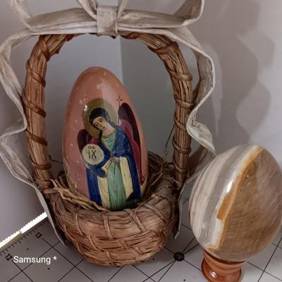 Handpainted Egg and Stone Egg